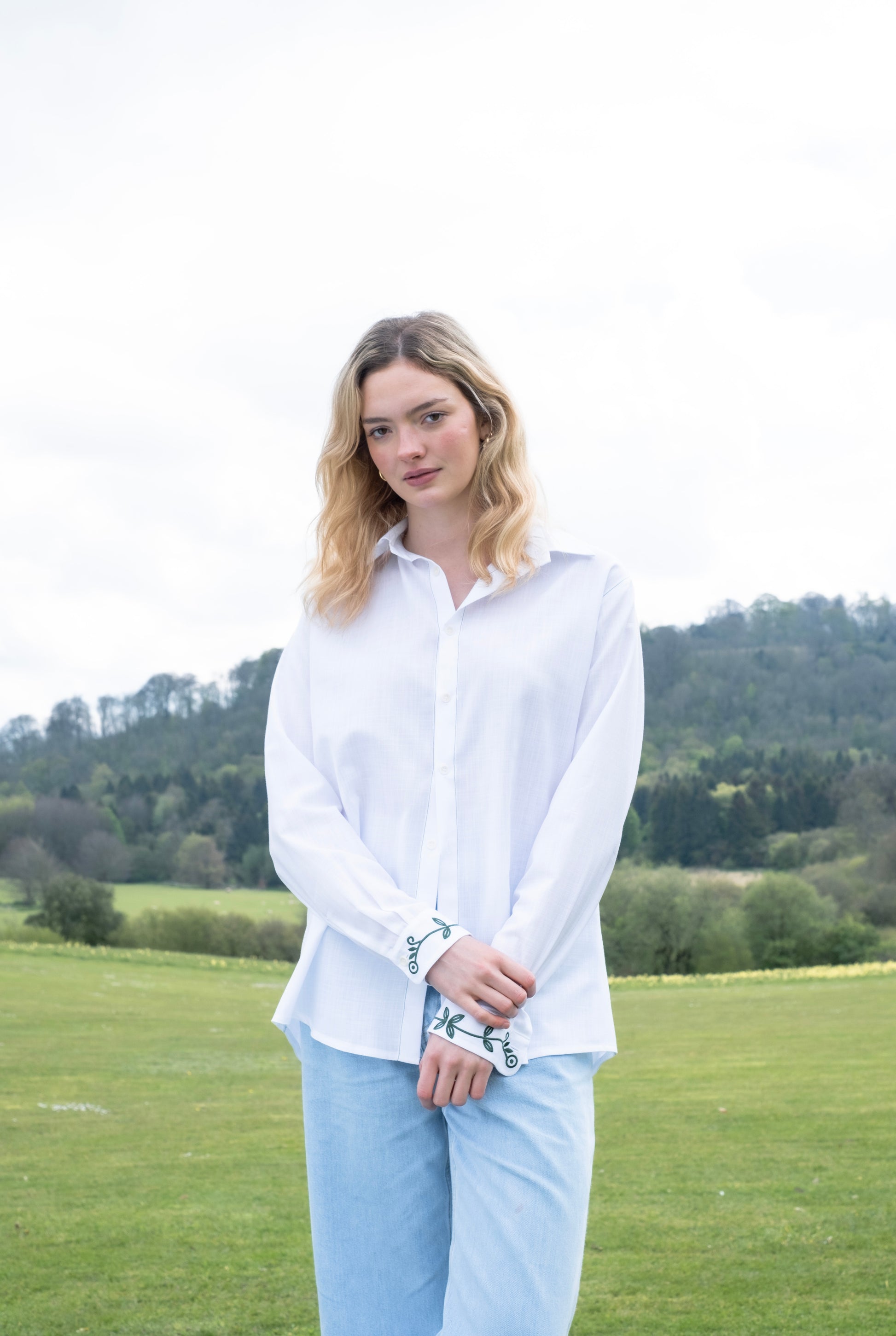 Embroidered White Shirt | Embroidered Cotton White Shirt | Herbs